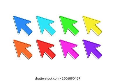 Colorful cursor vector icon set.