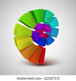Colorful curve, 3D, vector