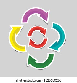 Colorful curve arrow with shadow