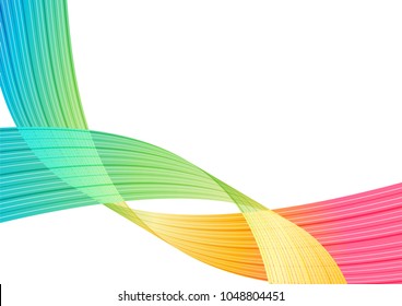 Colorful curve elements on white background, abstraction striped design