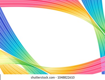 Colorful curve elements on white background, abstraction striped design