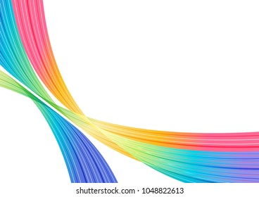 Colorful curve elements on white background, abstraction striped design