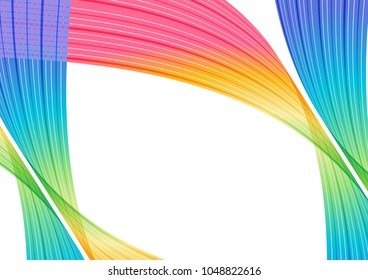 Colorful curve elements on white background, abstraction striped design