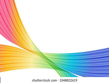 Colorful curve elements on white background, abstraction striped design