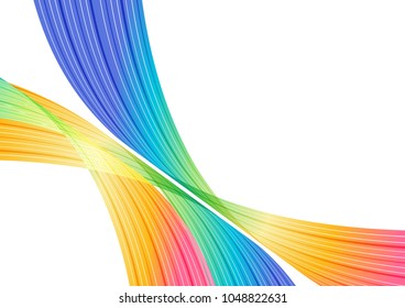 Colorful curve elements on white background, abstraction striped design