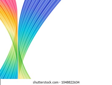 Colorful curve elements on white background, abstraction striped design