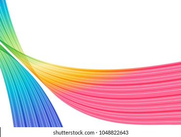 Colorful curve elements on white background, abstraction striped design