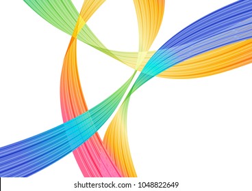 Colorful curve elements on white background, abstraction striped design