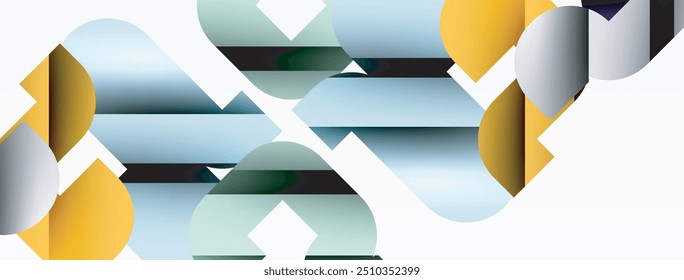 Colorful curve geometric shapes on white