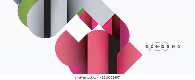 Colorful curve geometric shapes on white