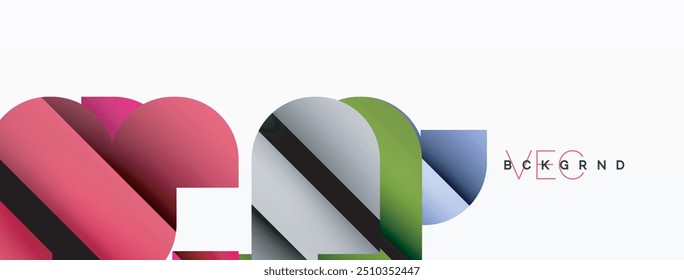 Colorful curve geometric shapes on white