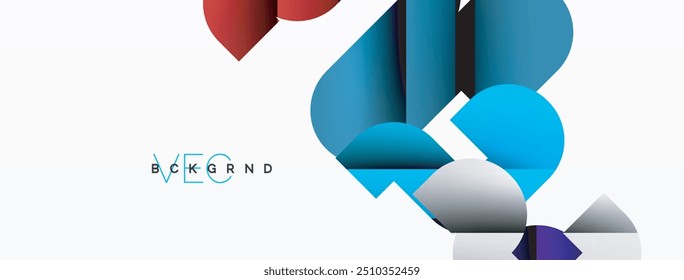 Colorful curve geometric shapes on white