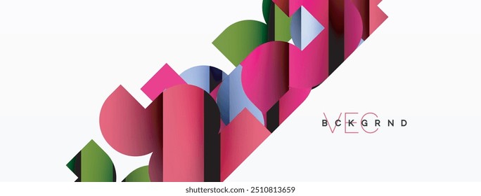 Colorful curve geometric shapes on white