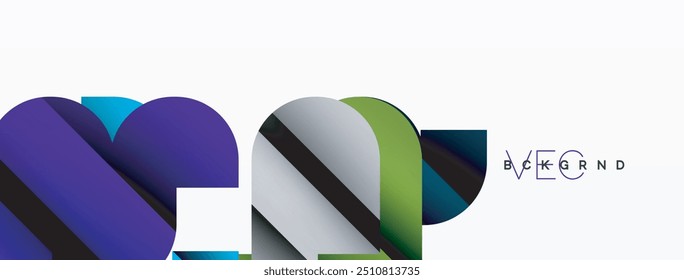 Colorful curve geometric shapes on white