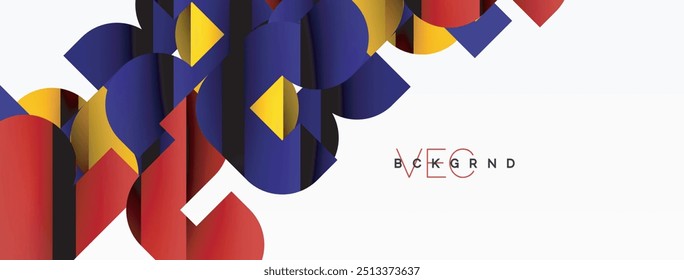 Colorful curve geometric shapes on white