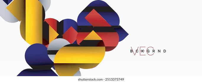 Colorful curve geometric shapes on white