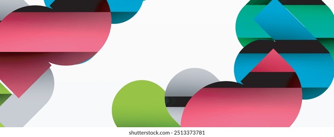 Colorful curve geometric shapes on white