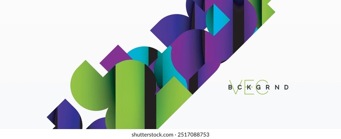 Colorful curve geometric shapes on white