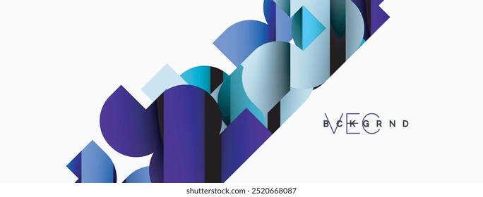 Colorful curve geometric shapes on white