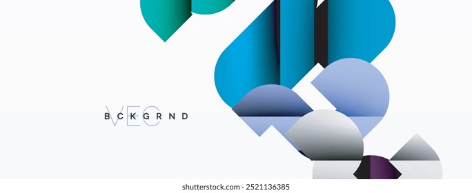 Colorful curve geometric shapes on white
