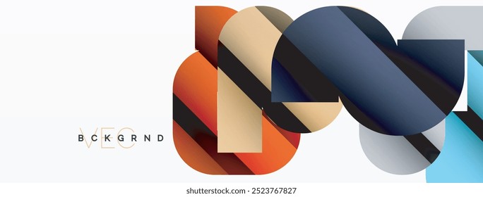Colorful curve geometric shapes on white