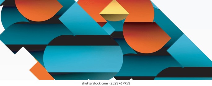 Colorful curve geometric shapes on white