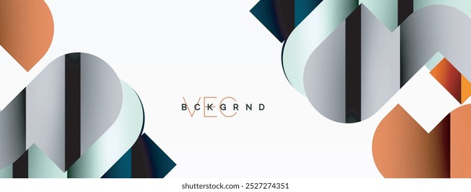 Colorful curve geometric shapes on white