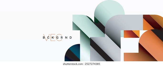 Formas geométricas de curva colorida no branco