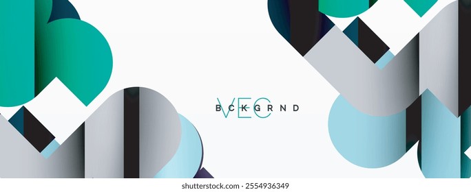 Colorful curve geometric shapes on white