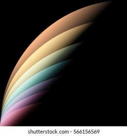 Colorful Curve on black, Abstract Vector Background. For design, banner.