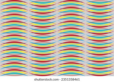 Colorful of curve of pattern vector. Design risograph aesthetic on cream background. Design print for illustration, textile, texture wallpaper, background. Set 4
