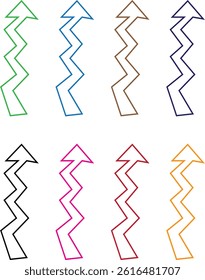 Colorful Curved Double-Sided Arrow Icons Set – Vector Arrow Symbols for Design and Directional Use
