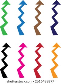 Colorful Curved Double-Sided Arrow Icons Set – Vector Arrow Symbols for Design and Directional Use
