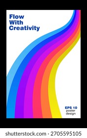 Cartel curvo colorido de las líneas del degradado con diseño Abstractas moderno que fluye