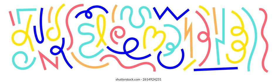 Colorful curved line doodle, Abstract modern fluid , Minimalist style, trendy design vector illustration