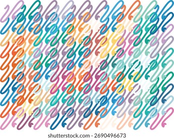 Farbiges gebogenes S-förmiges Linienmuster. Abstraktes Diagonaldesign in Blau, Rot, Orange, Gelb, Grün, Lila und Rosa für moderne Kunst, Stoffdrucke, Wallpaper oder digitale Hintergründe