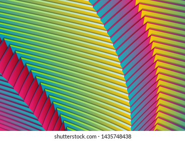 Colorful curved stripes refraction pattern design. Abstract futuristic vector background
