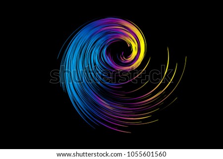 The colorful curves make up the abstract background of the rotating luminescence.