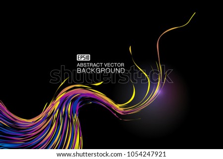 Colorful curves make up the background of luminous abstract vectors.