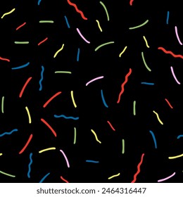colorful curves seamless pattern with dark background