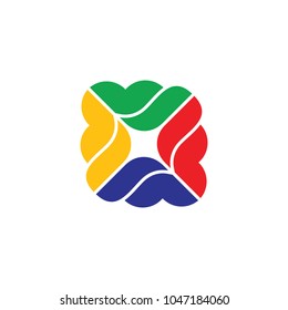 colorful curves shape square logo vector 