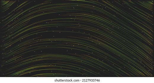 Colorful Curving Lines, Scarcely Striped Pattern with Glowing Spots - Digitally Generated Dark Modern Style 3D Abstract Background Design in Editable Vector Format