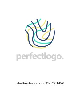 Colorful curvy lines within a circle vector logo. Logo for company, organization, product, and brand.