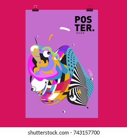 Abstract  Colorful Curvy Liquid Cover and Poster Design Template. Flat Line Shape and Pattern Layout Design Template.
 