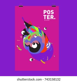 Abstract  Colorful Curvy Liquid Cover and Poster Design Template. Flat Line Shape and Pattern Layout Design Template.