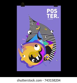 Abstract  Colorful Curvy Liquid Cover and Poster Design Template. Flat Line Shape and Pattern Layout Design Template.
