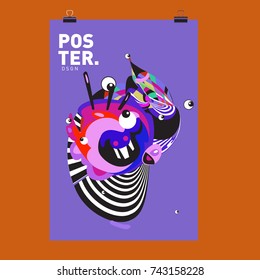 Abstract  Colorful Curvy Liquid Cover and Poster Design Template. Flat Line Shape and Pattern Layout Design Template.