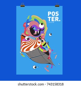 Abstract  Colorful Curvy Liquid Cover and Poster Design Template. Flat Line Shape and Pattern Layout Design Template.