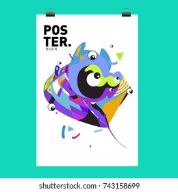 Abstract  Colorful Curvy Liquid Cover and Poster Design Template. Flat Line Shape and Pattern Layout Design Template.