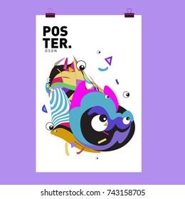 Abstract  Colorful Curvy Liquid Cover and Poster Design Template. Flat Line Shape and Pattern Layout Design Template.